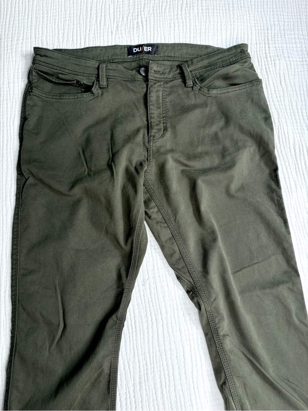 DU/ER Men's No Sweat Nature 2X Relaxed Taper Olive Green Performance 36x32